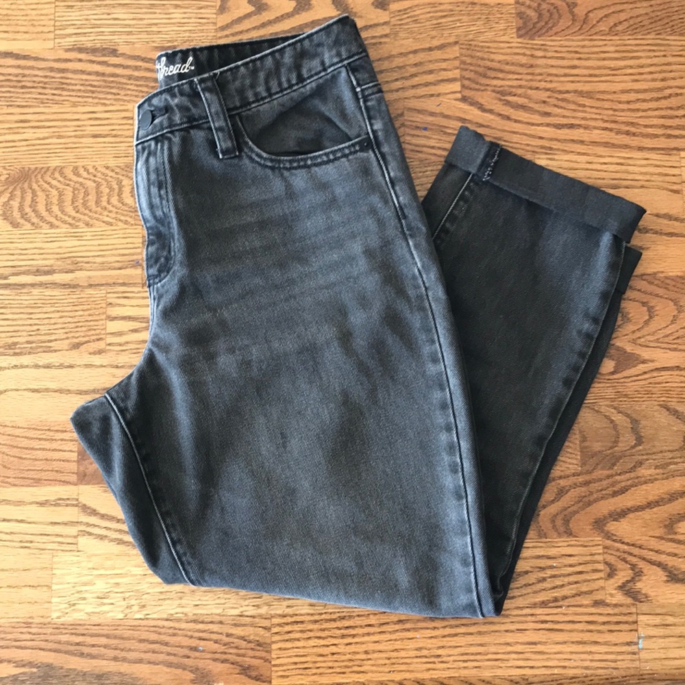 High Waisted Mom Jeans Raw Hem